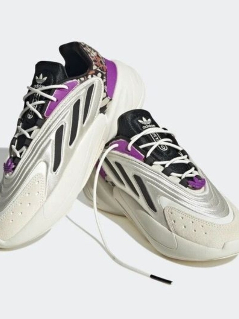 adidas Ozelia W Metallic Silver & Purple Chunky Runner Sneakers